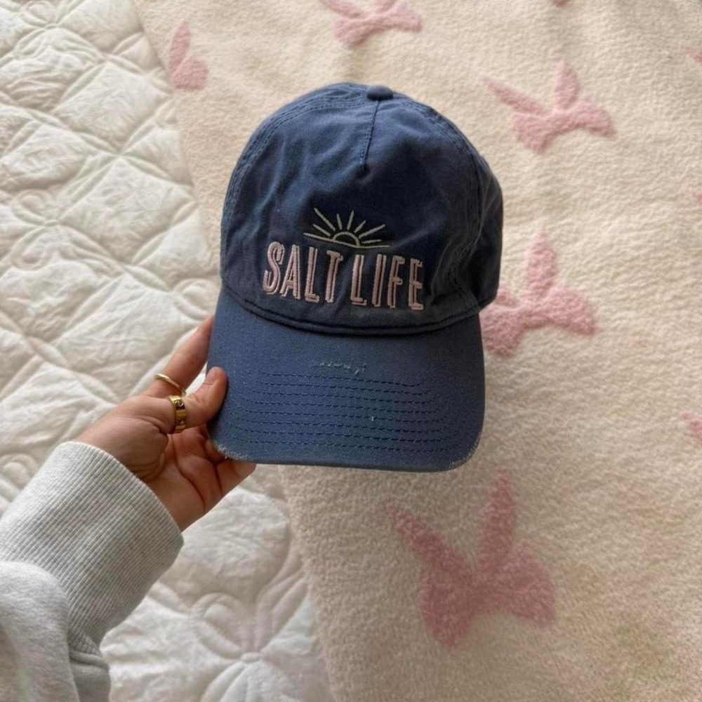 navy and pink salt life embroidered hat